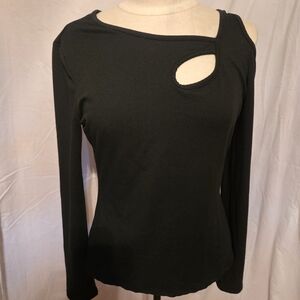 Black Asymmetrical Cutout Top